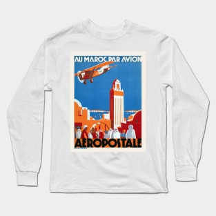 Au Maroc Par Avion Vintage Poster 1930 Long Sleeve T-Shirt